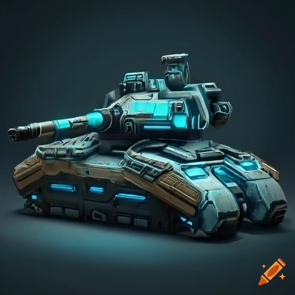 Artwork of a futuristic battle tank with an energy shield on Craiyon