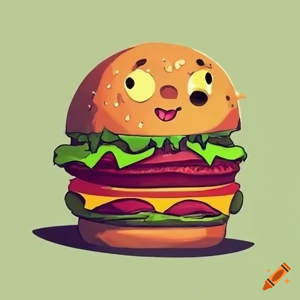 Cartoon Hamburger With A Mischievous Smile On Craiyon