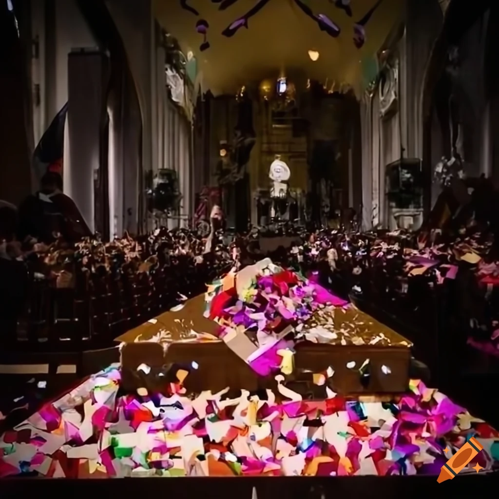 confetti on a coffin