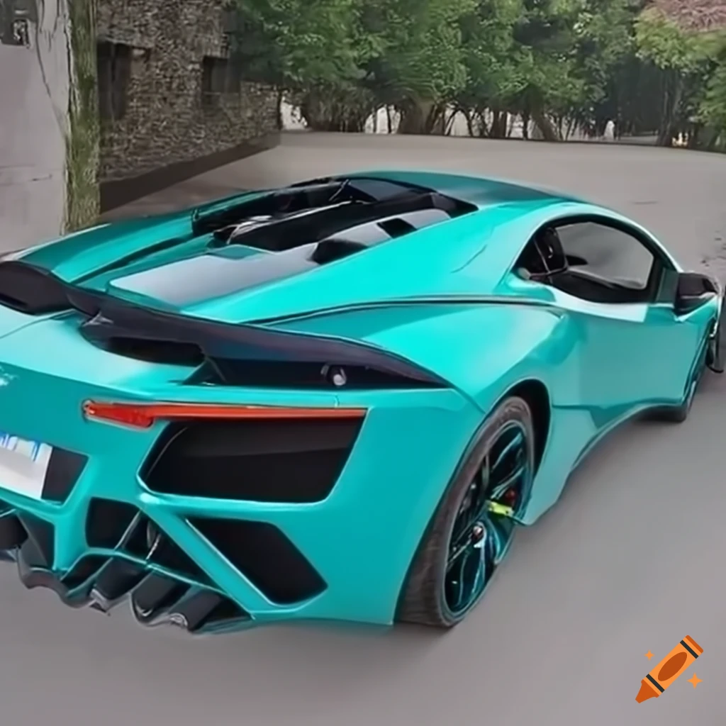 Turquoise exotic car with unique design