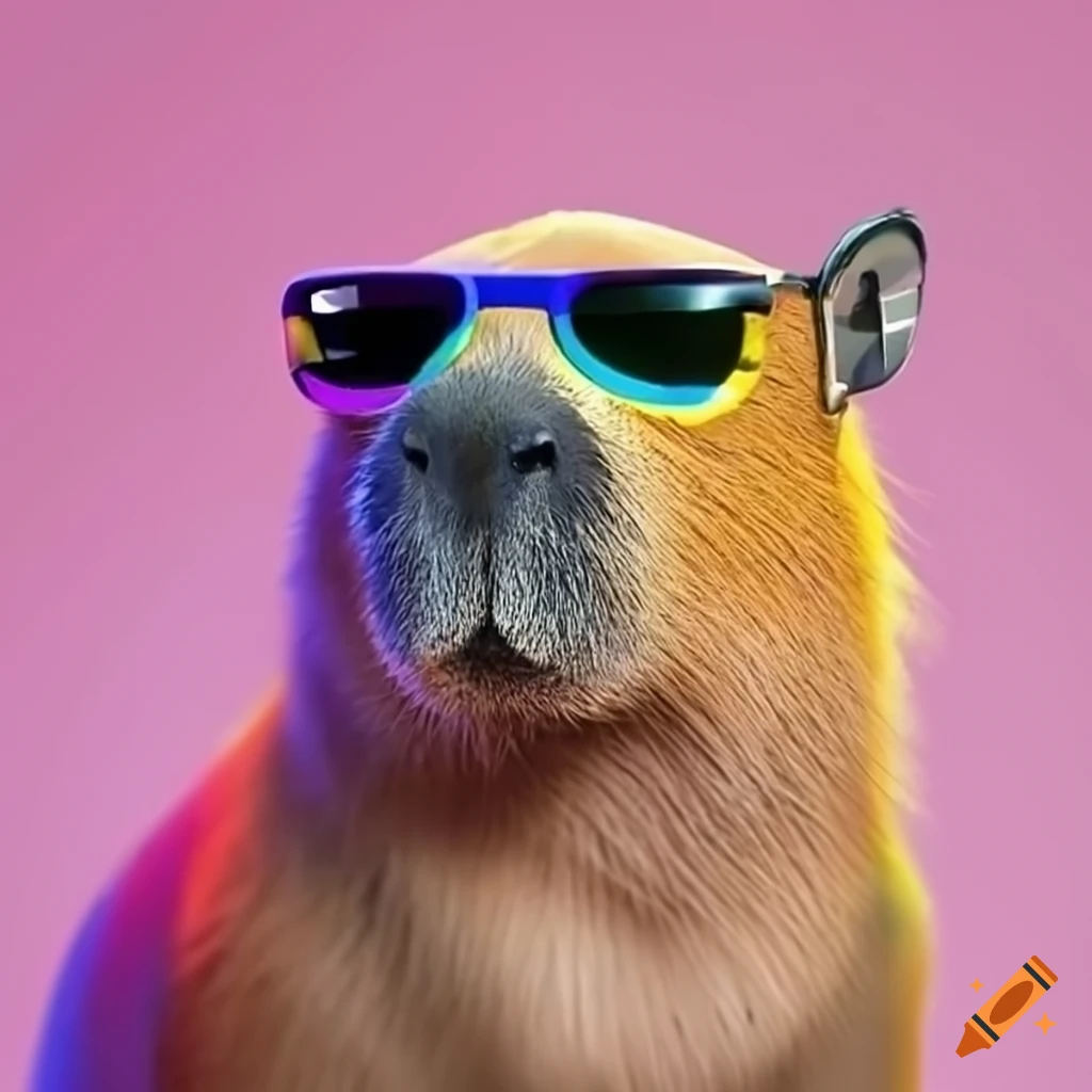 capybara wearing sunglasses showing pansexual pride