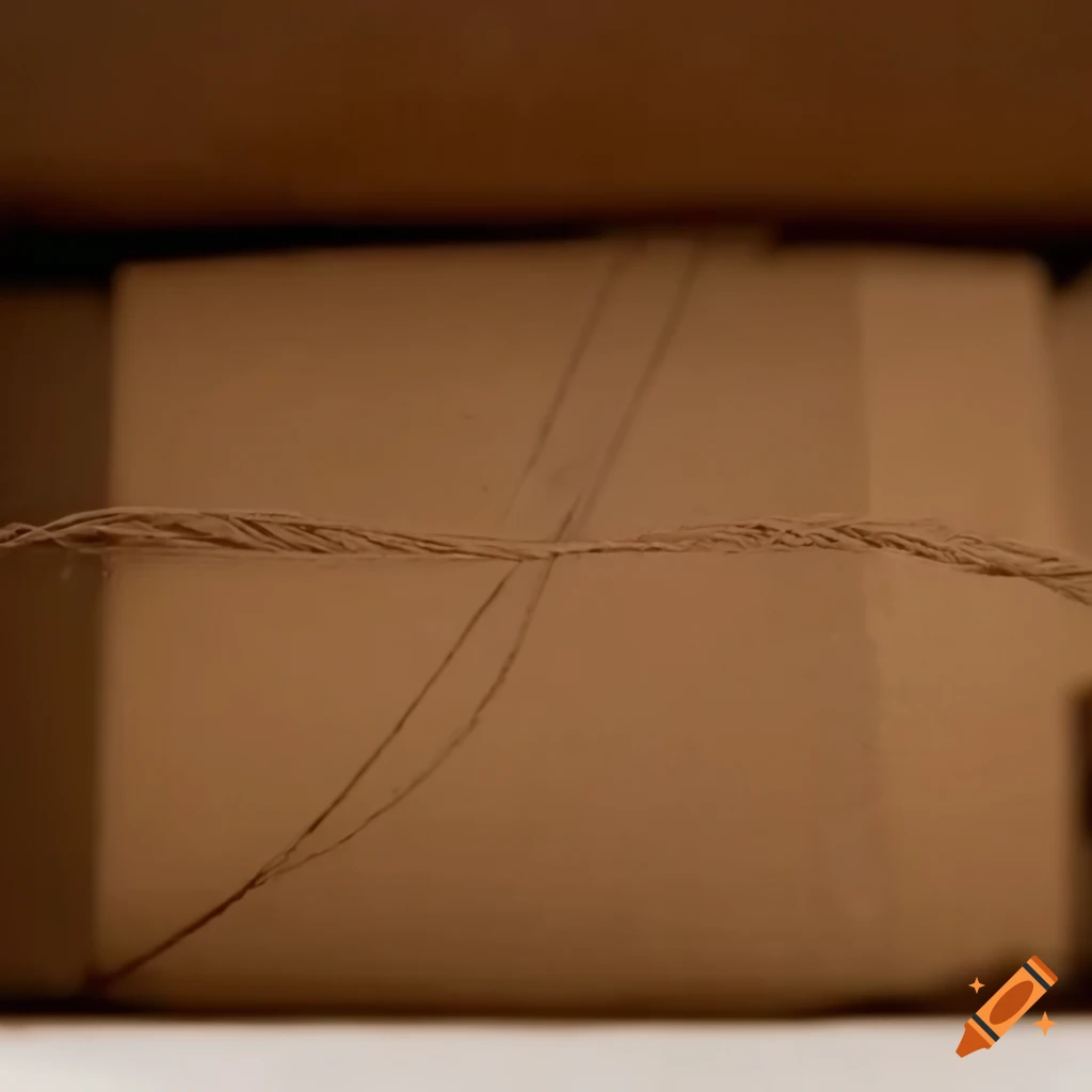 vintage cardboard box with string tied at the top