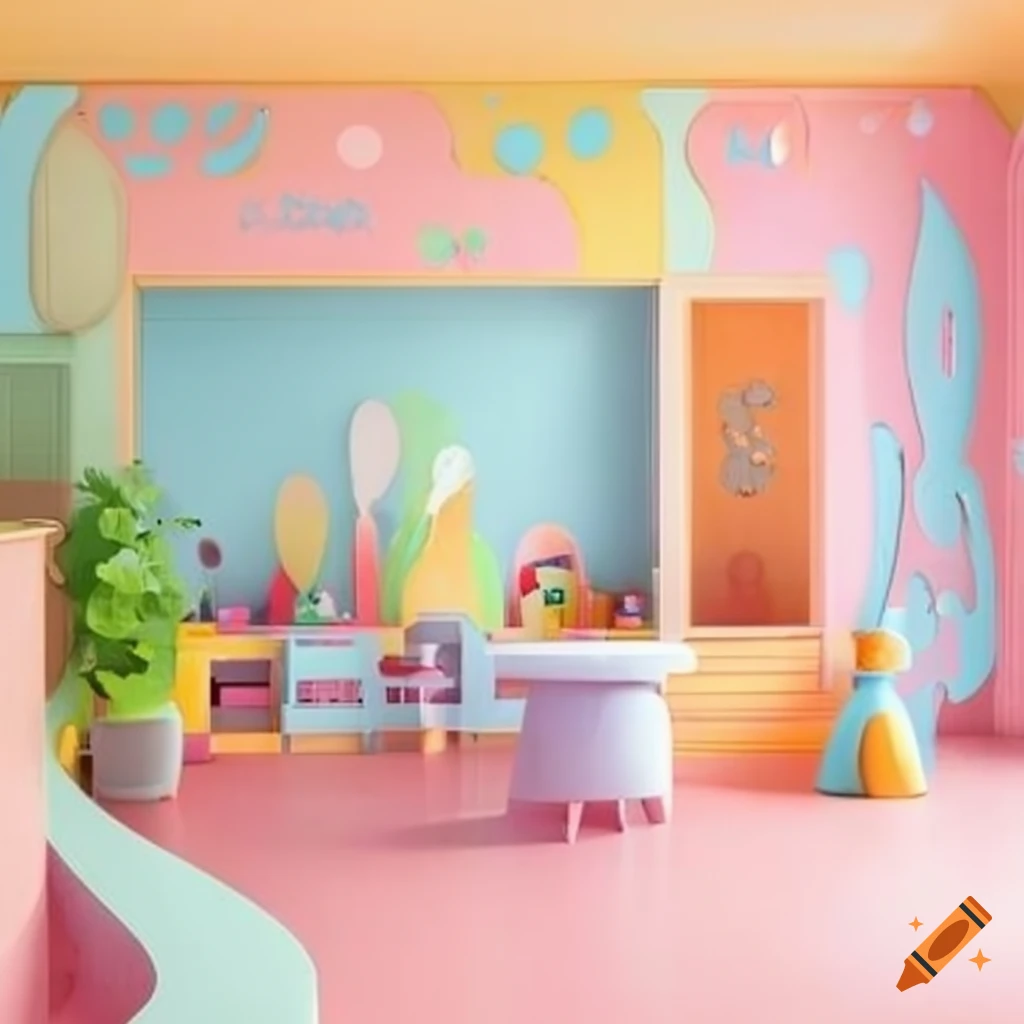 pastel interior design of a kindergarten