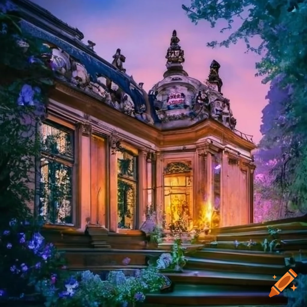 Crystal window in a garden house on Craiyon