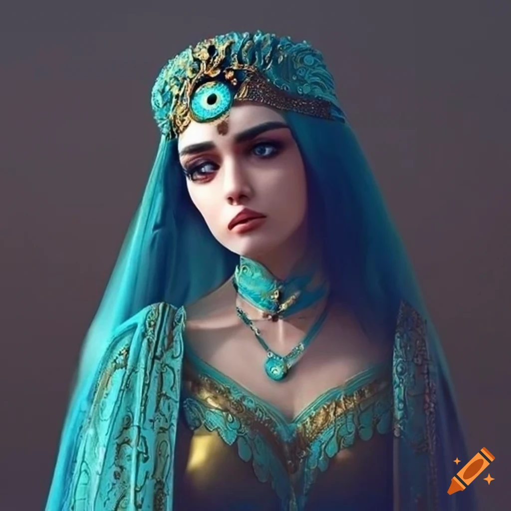 Portrait of a beautiful arabian princess in traditional dress on Craiyon