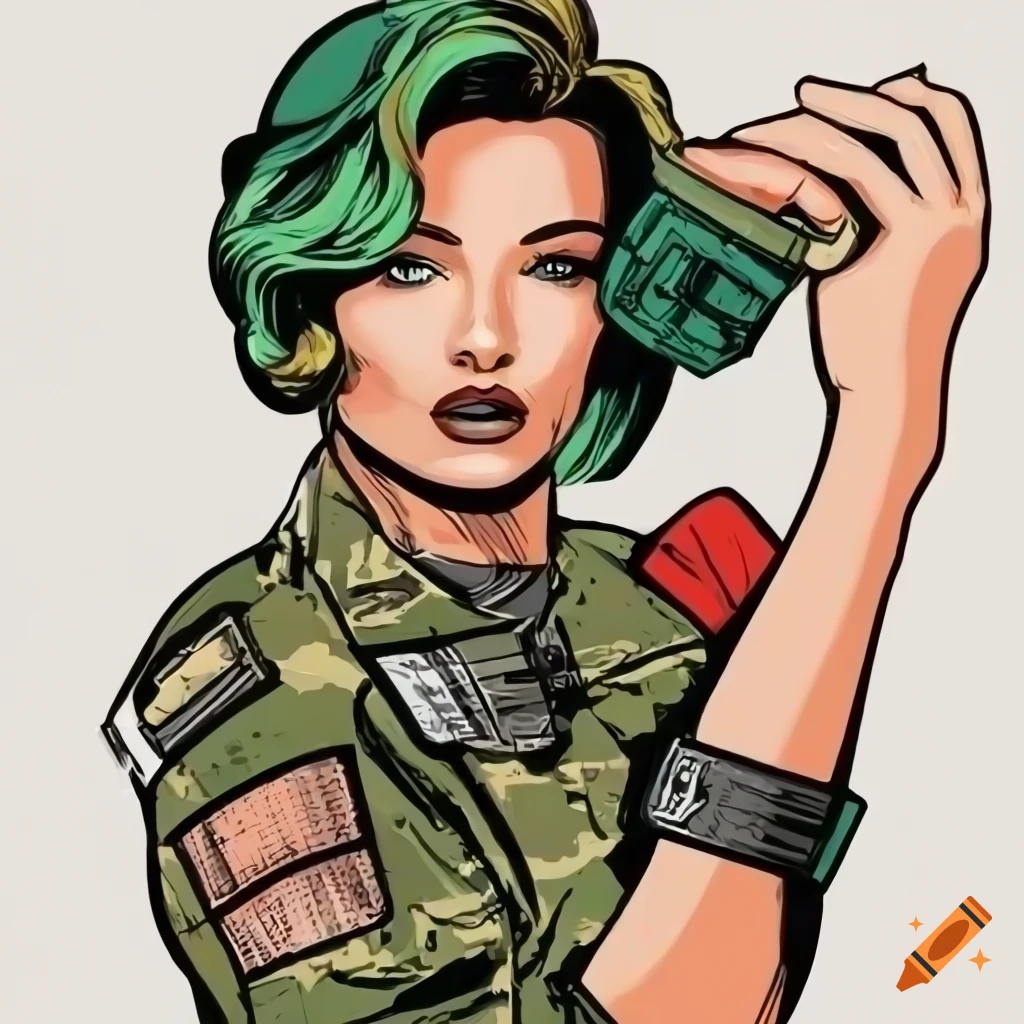 Vector Illustration Of A Military Inspired Pin Up Girl On Craiyon