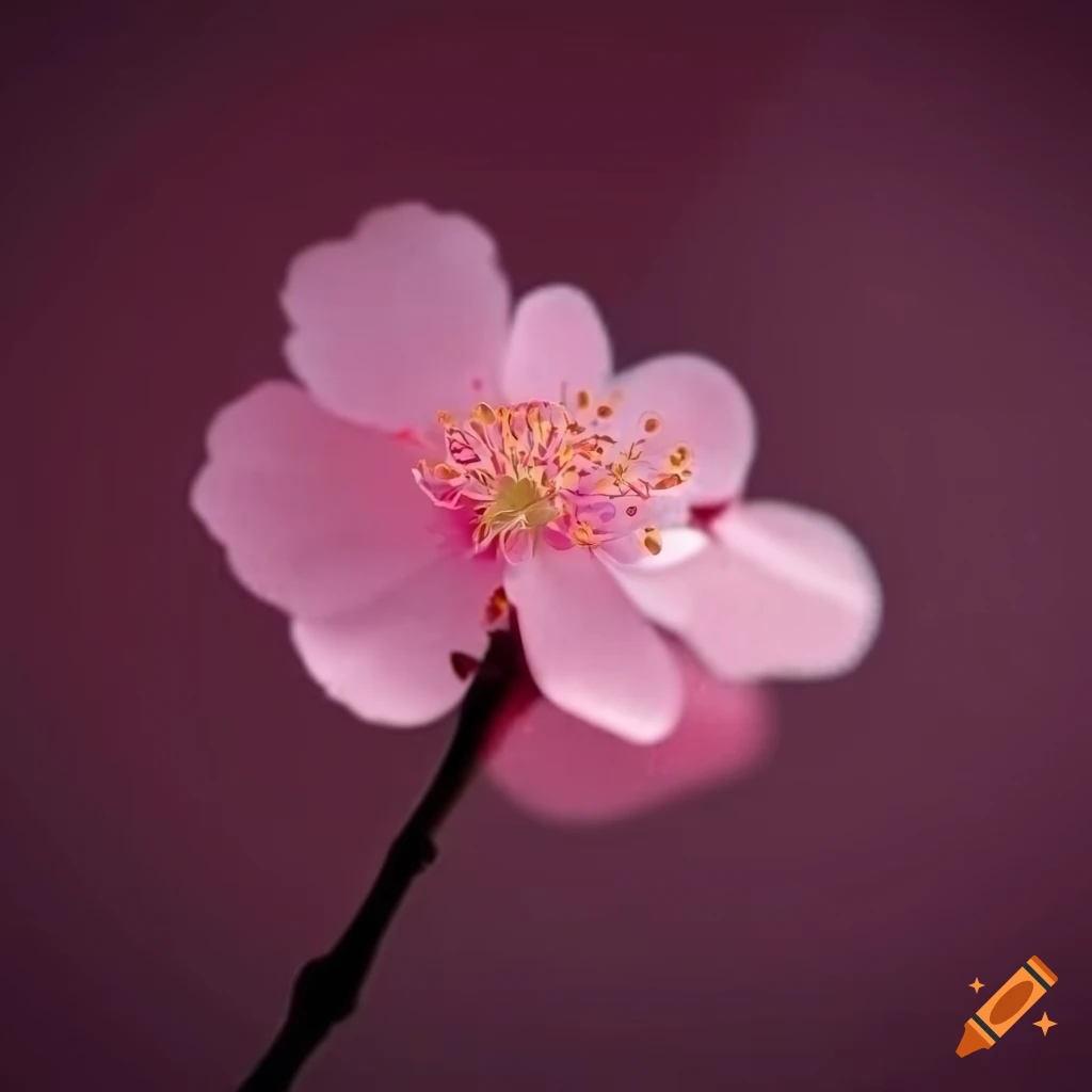 illustration of a single pink cherry blossom