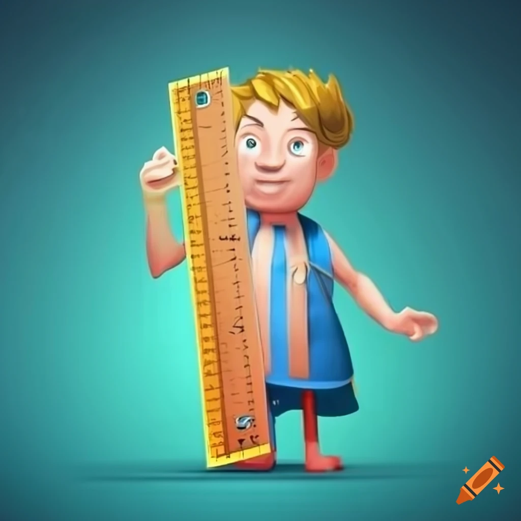 Schematic character holding a ruler on Craiyon