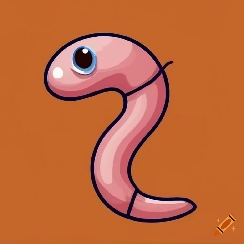 cute earthworm with a face