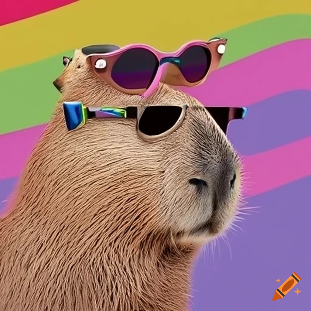 capybara wearing pansexual pride sunglasses