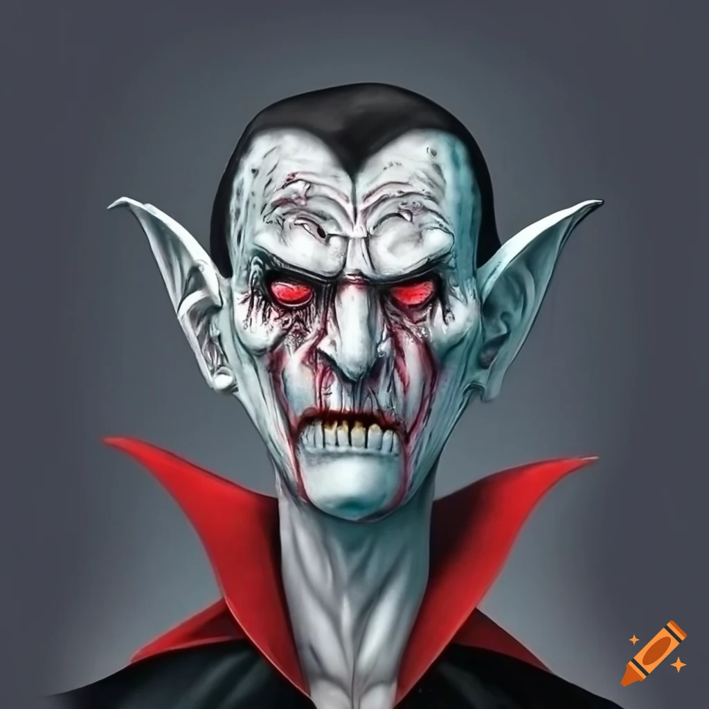 Front view of a modern dracula mask