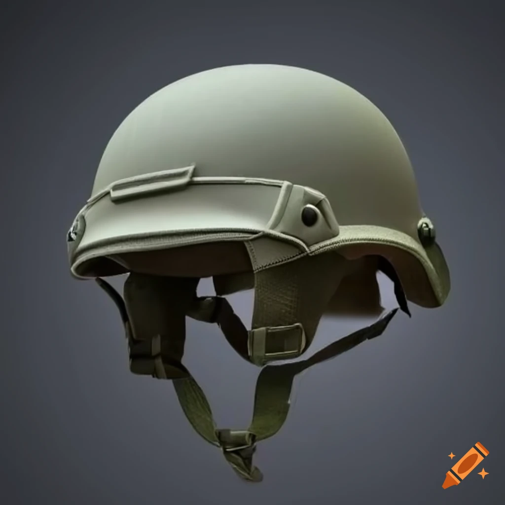 realistic concept design of a grey military helmet