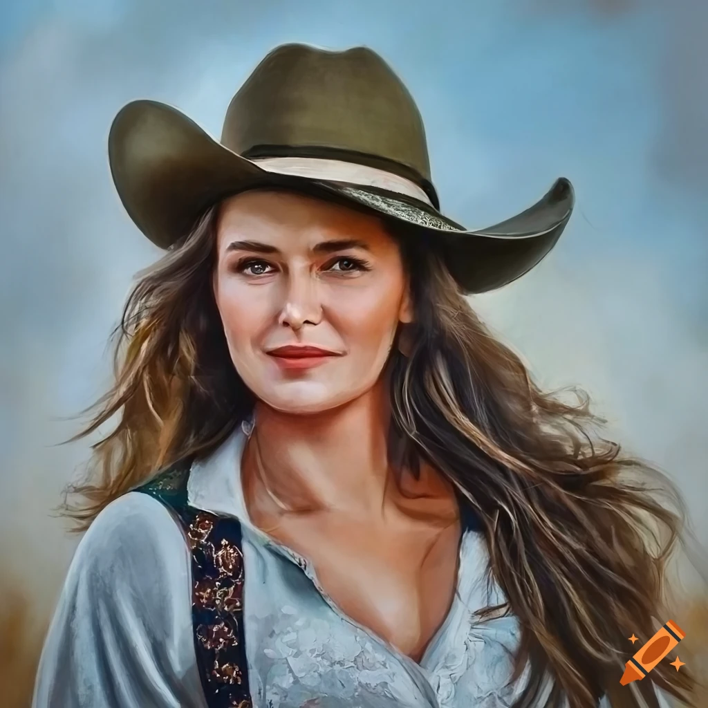 portrait of a beautiful cowgirl actress on a horse