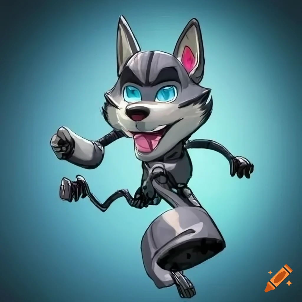 cartoon robot husky running