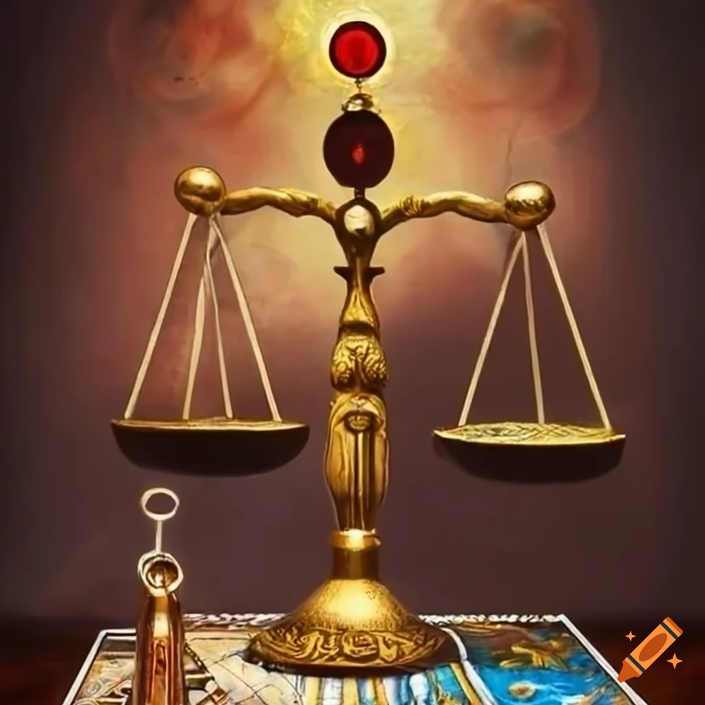 Egyptian soul weighing scale with tarot cards on Craiyon