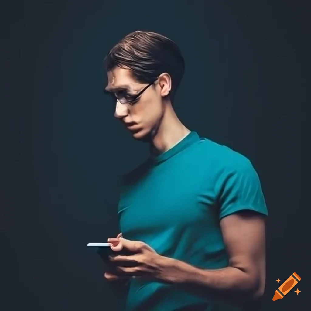 isometric view of a man using his phone
