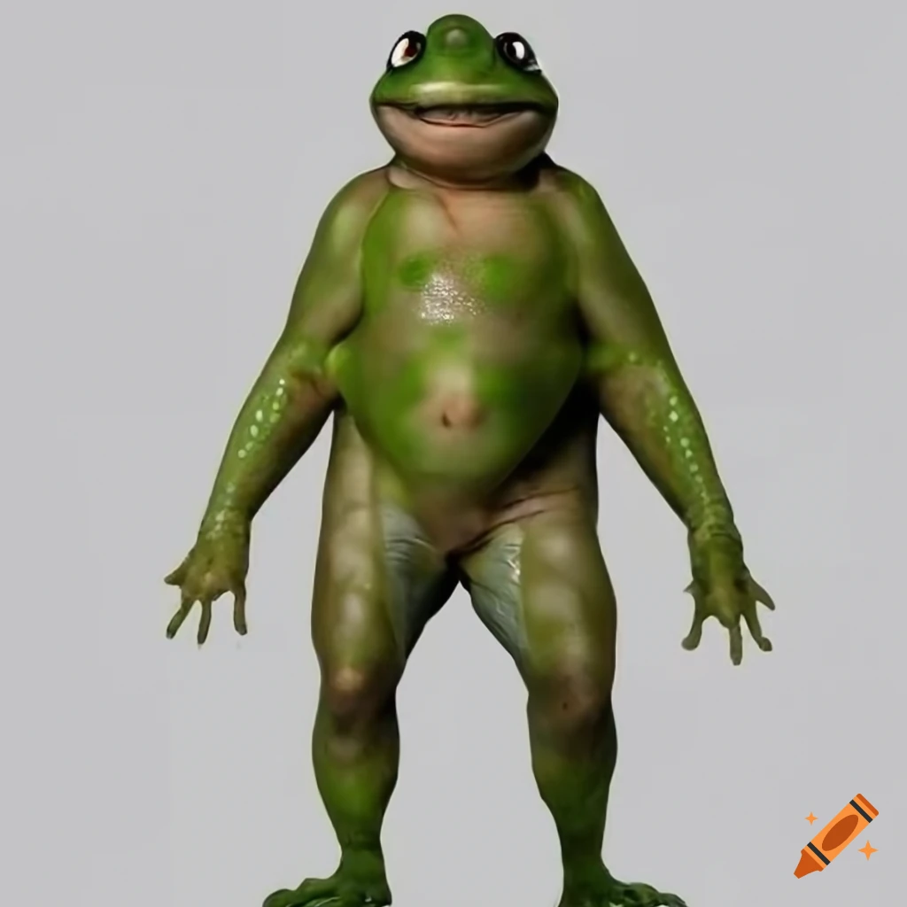 Hyper-realistic artwork of a frog-like man on Craiyon