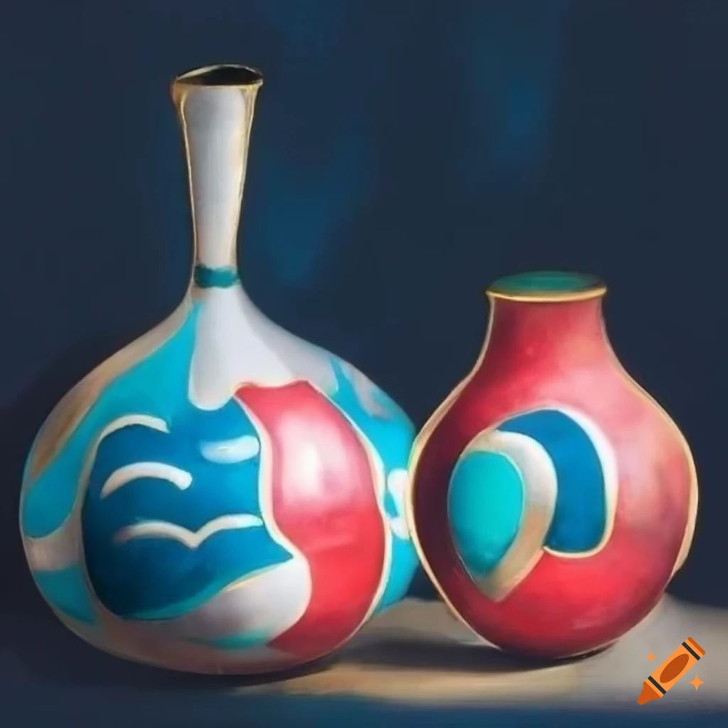 Enamel painting of a vibrant still life