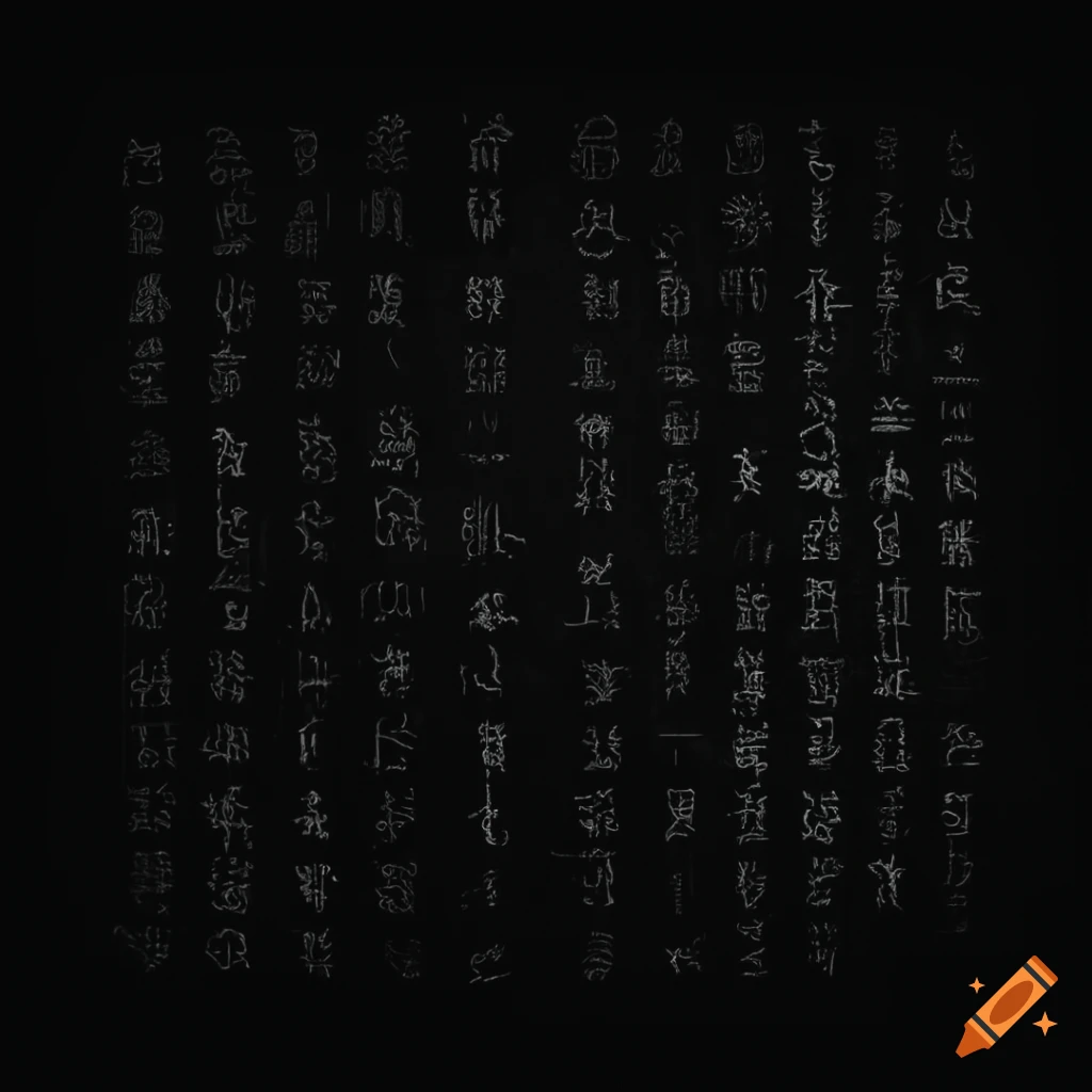 Minimalist black background with white japanese writings on Craiyon