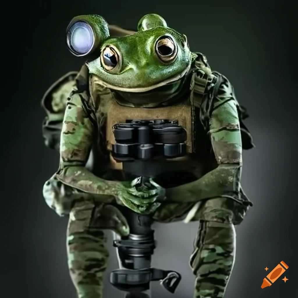 Frog with night vision goggles and plate carrier