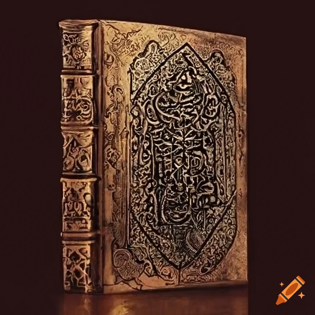 Antique arabic book with wooden and leather binding on Craiyon