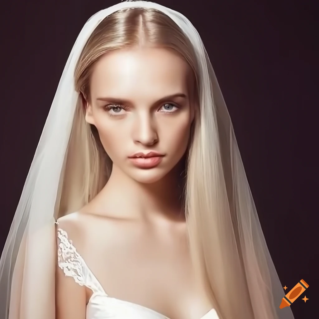 bride with long blonde hair in satin wedding dress