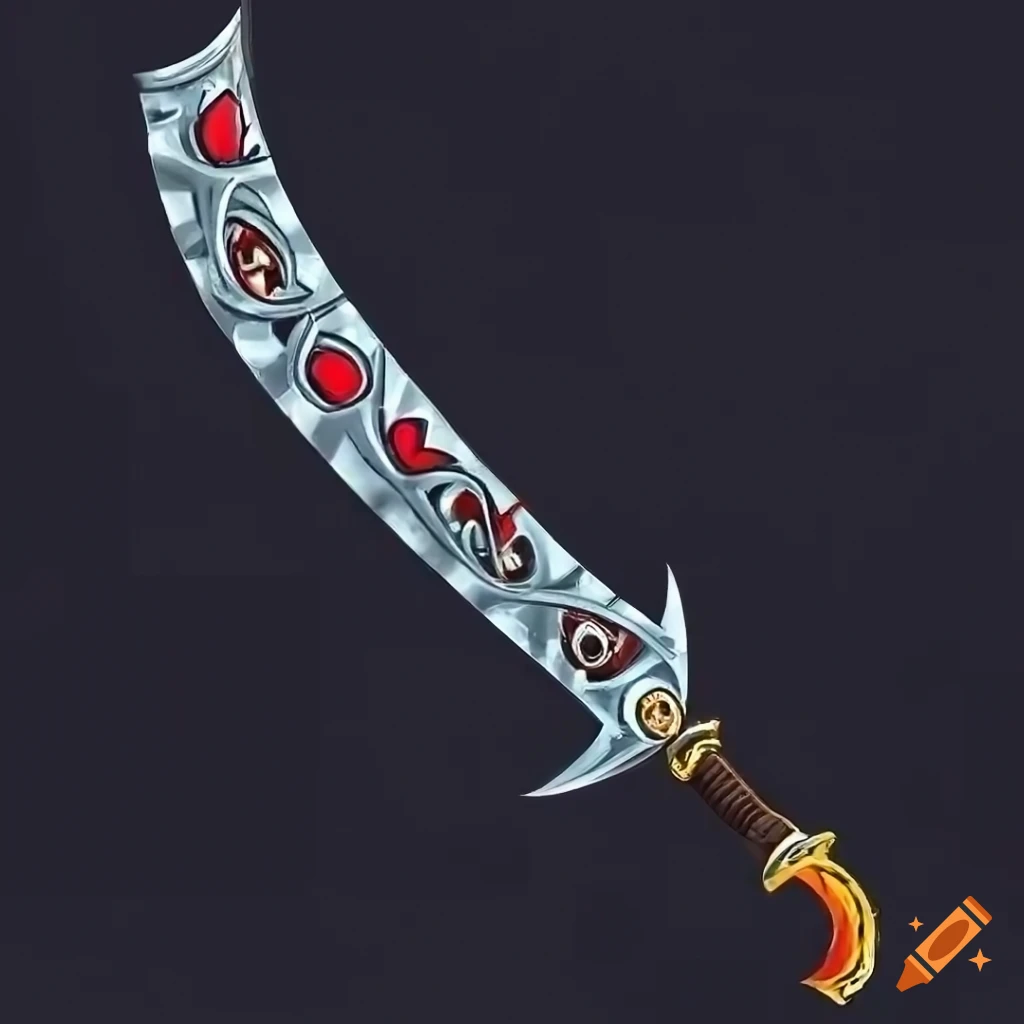 Detailed artwork of a spinning boomerang sword on Craiyon