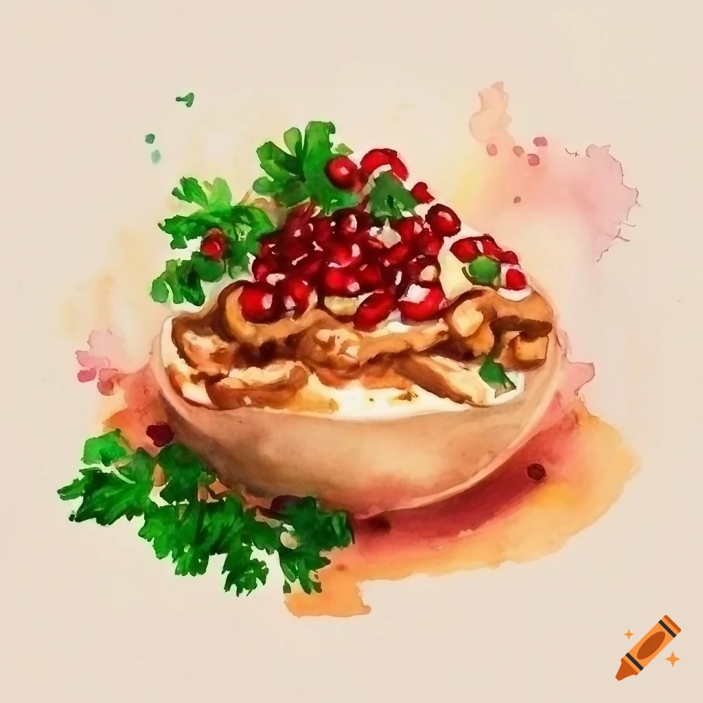 watercolor painting of Chiles en Nogada
