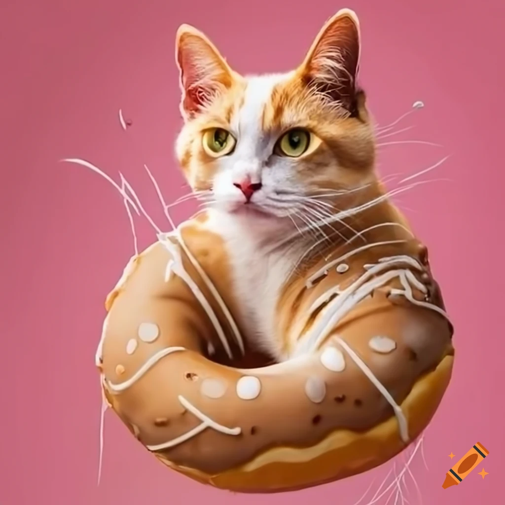 Cat wearing a doughnut costume