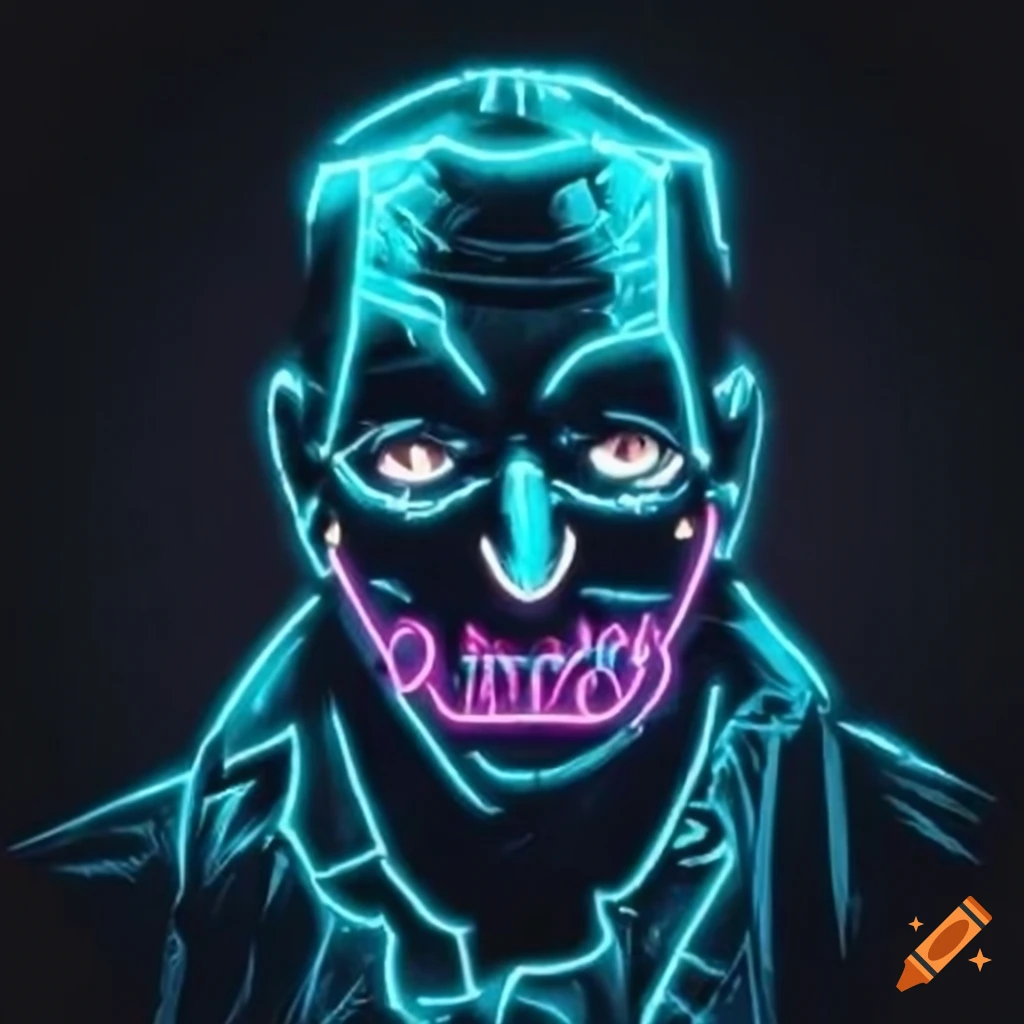 neon sign of a Batman villain by Norman Rockwell