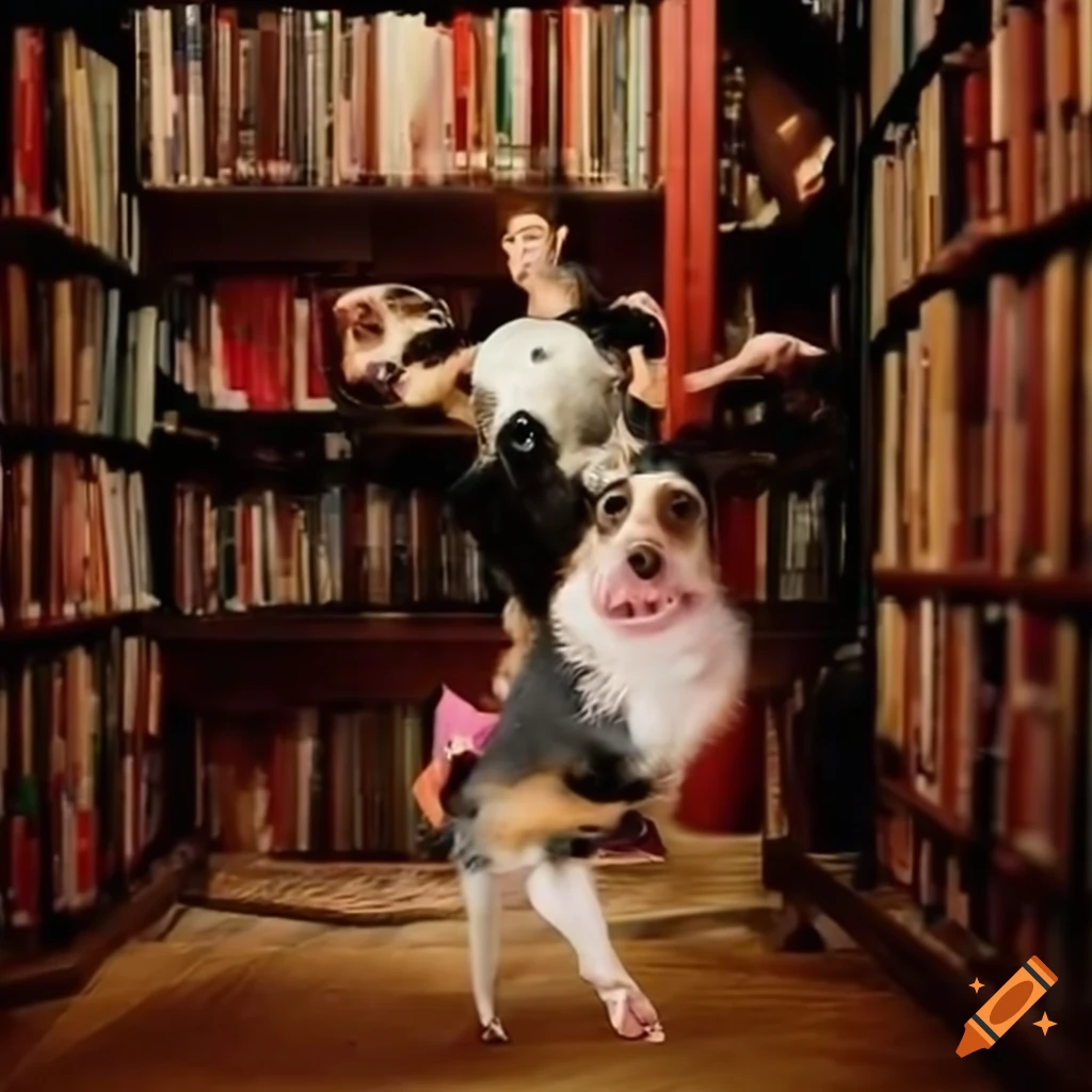 Running Inthe Library Traci bunkers and her dog piglet running in the library