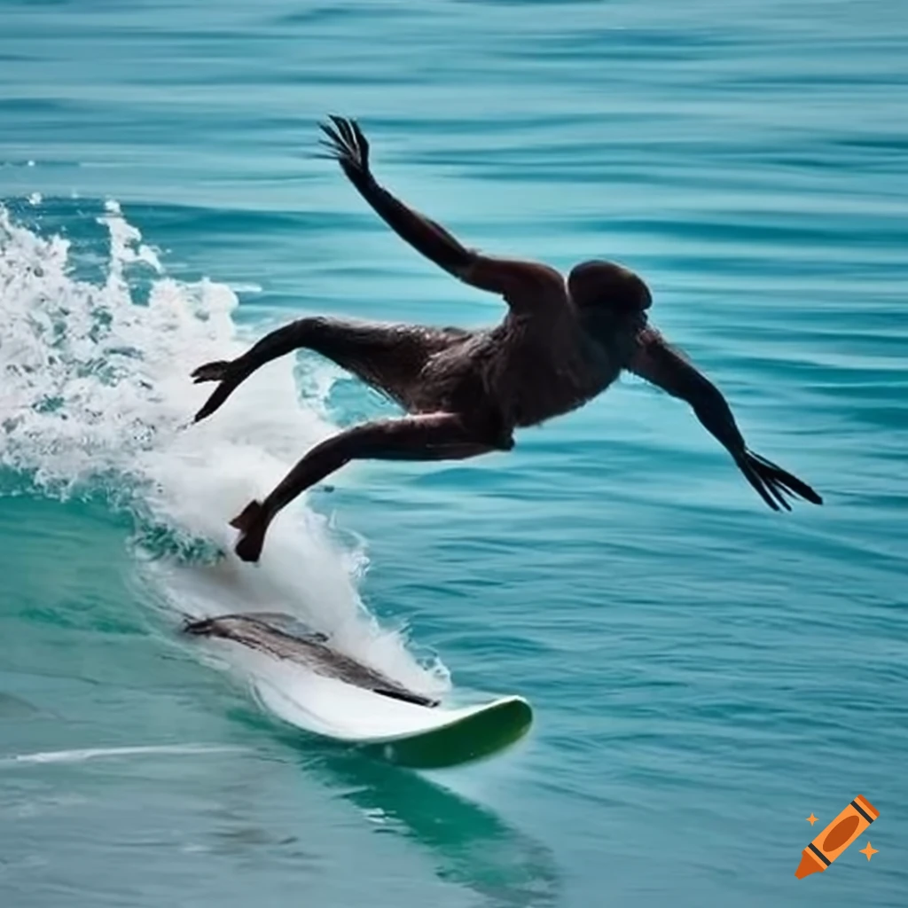 Bird surfing and hanging ten on Craiyon