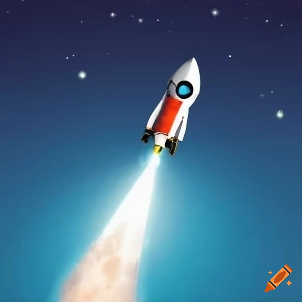Rocket Man Riding A Rocket To The Moon On Craiyon