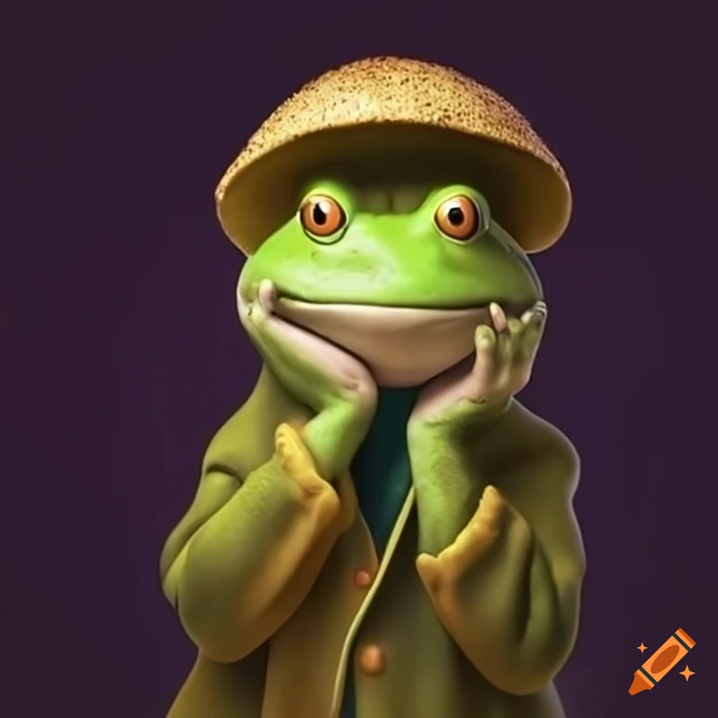 illustration of a magical frog wearing a coat
