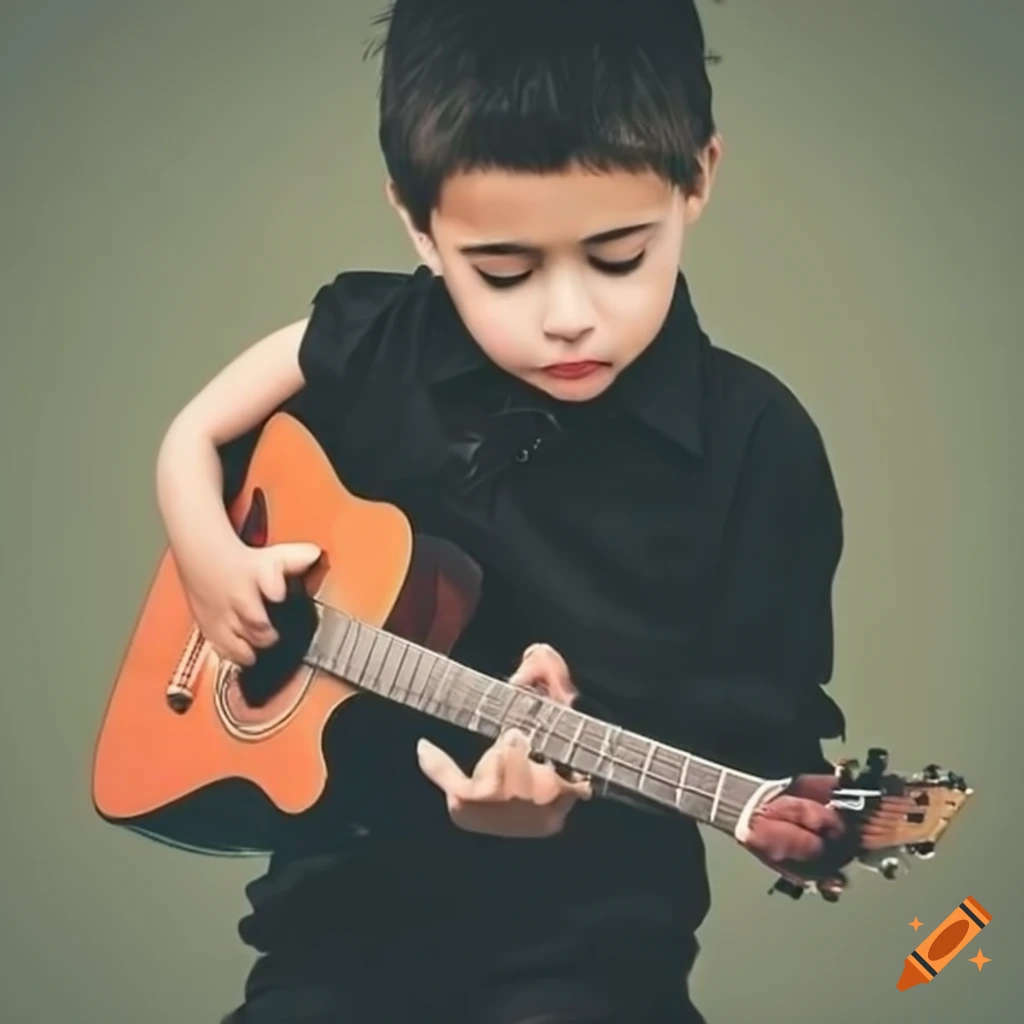 A boy play a guitar on Craiyon