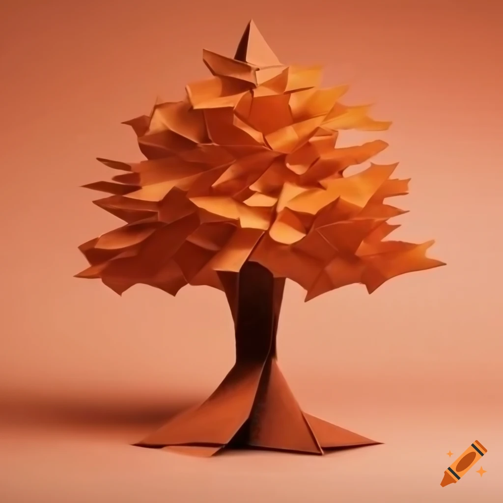 orange autumn tree made of paper