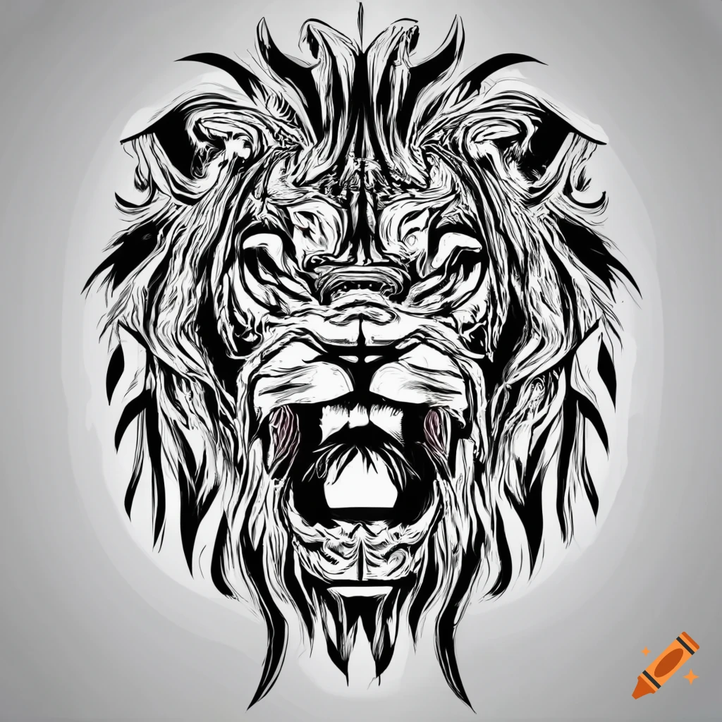 Tribal style roaring lion graphic
