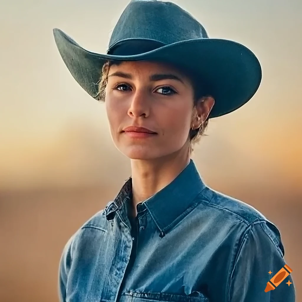 portrait of a beautiful actress in a cowgirl outfit