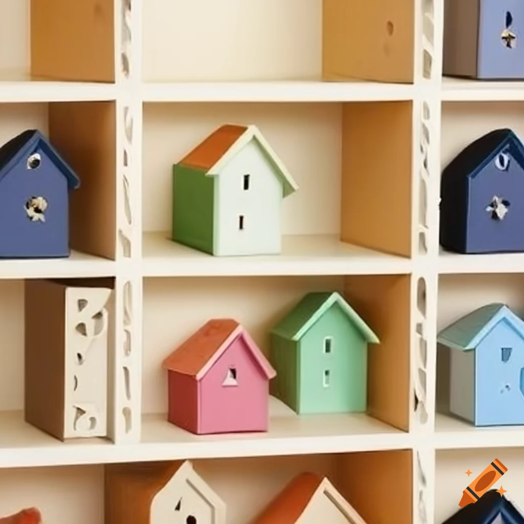 Mini House Shape Rack Decorative cubby shelf with miniature houses on Craiyon