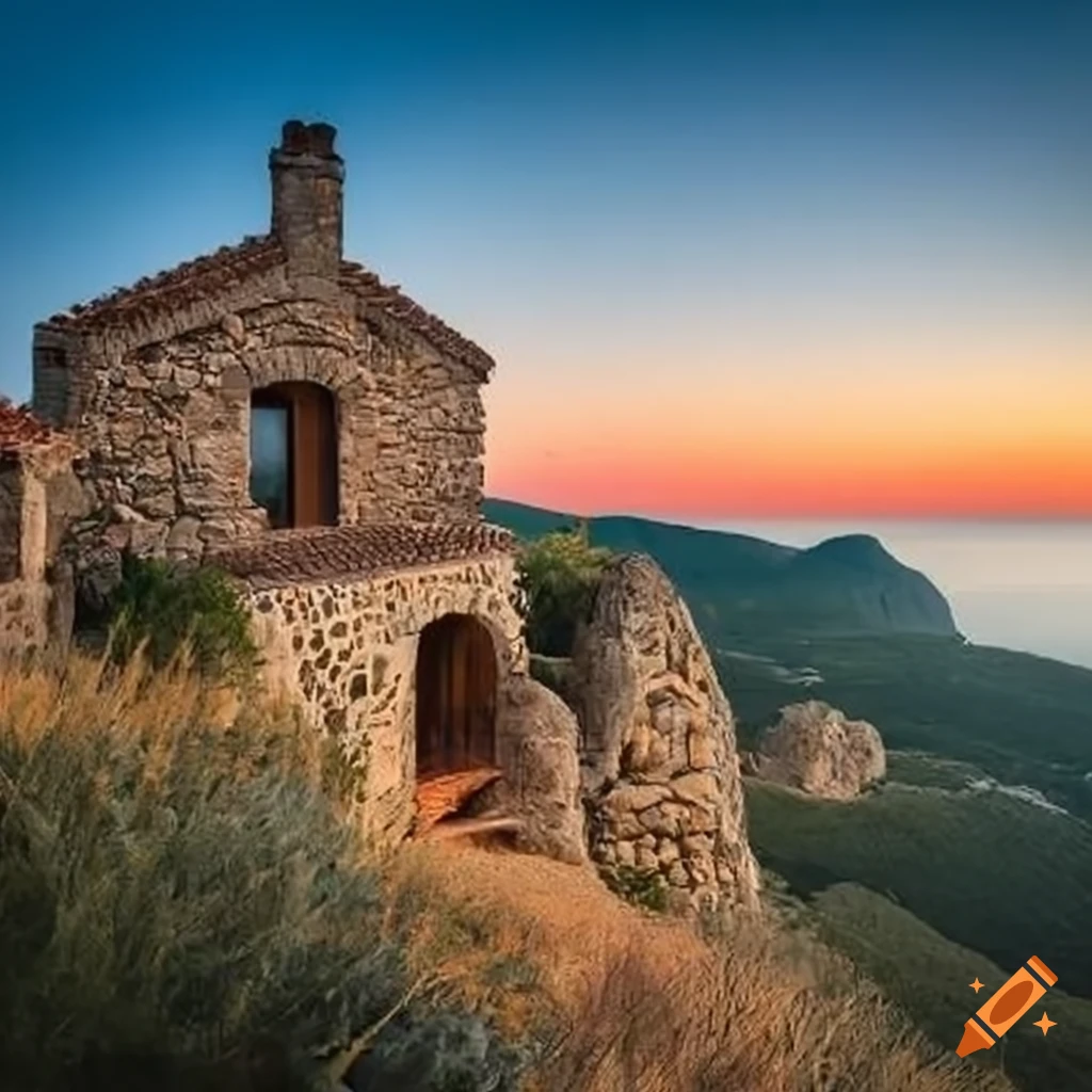 Mediterranean stone house in a beautiful landscape
