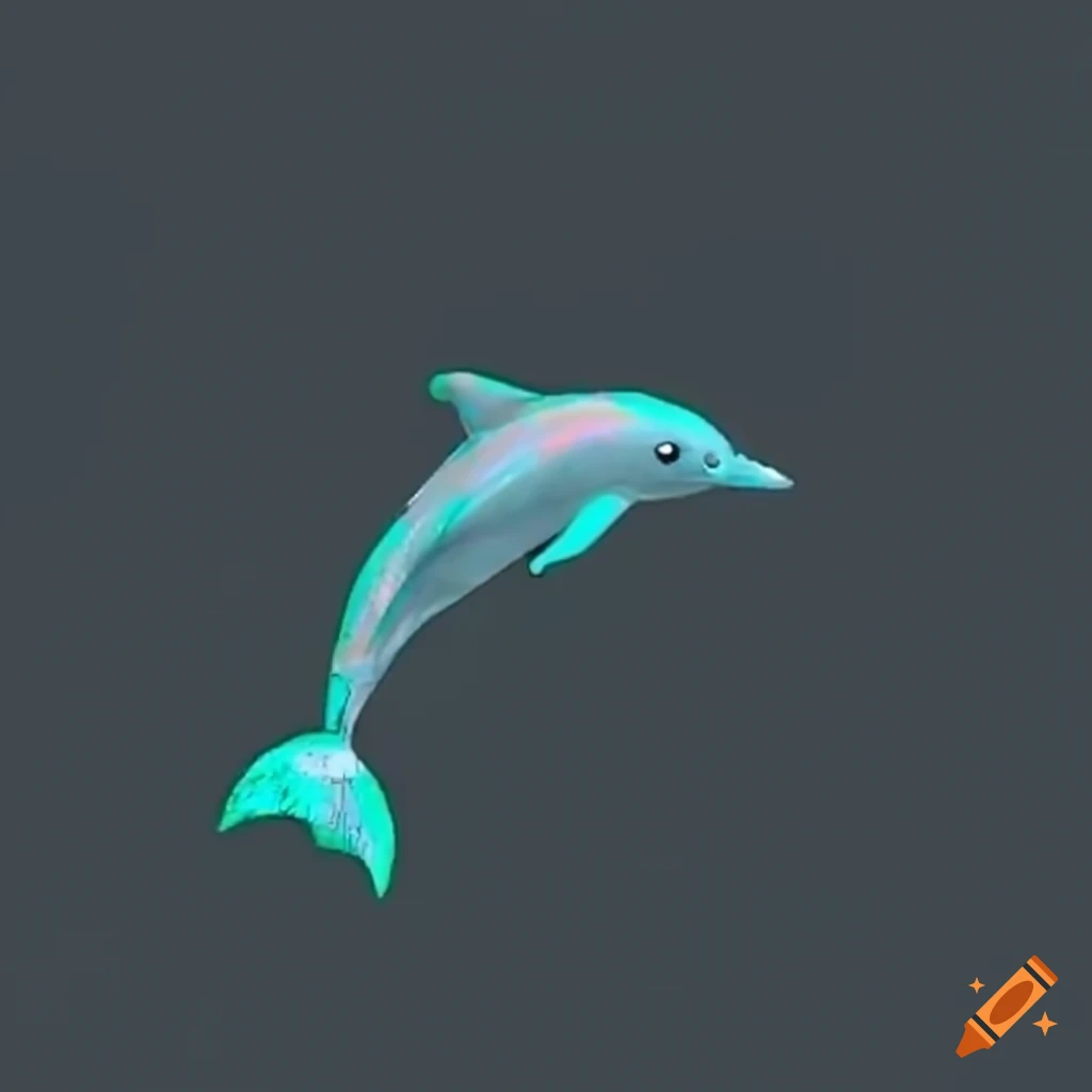 dolphin illustration with VHS glitches