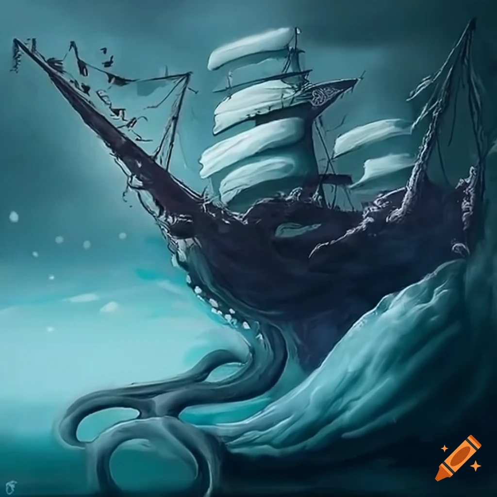 sea monster ship art