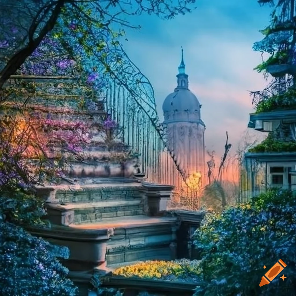 Crystal window in a garden house