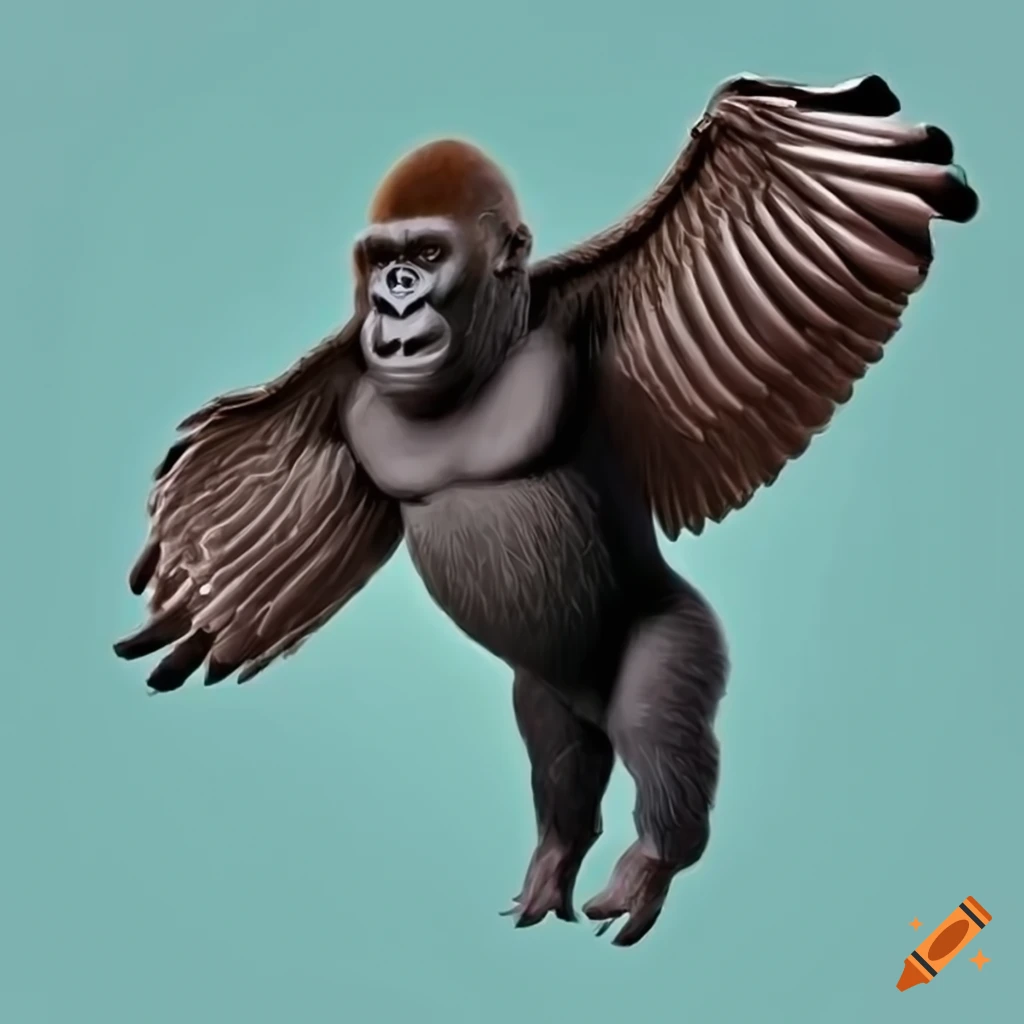 Funny image of a gorilla flying on craiyon