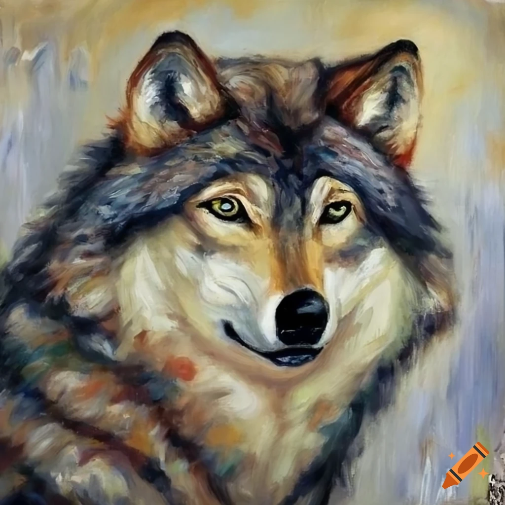 Acrylic paint Gray wolf