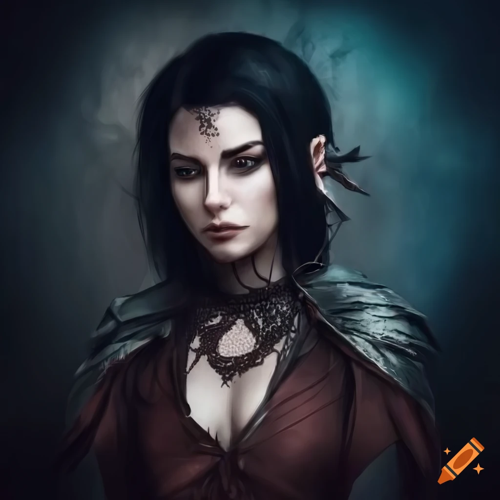 dark fantasy artwork of a fallen elvish woman warrior