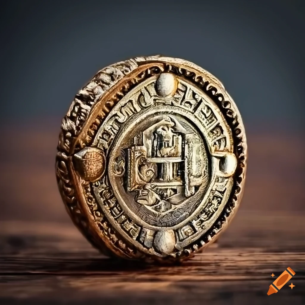 masterful holy Dwarven coin on a wooden table