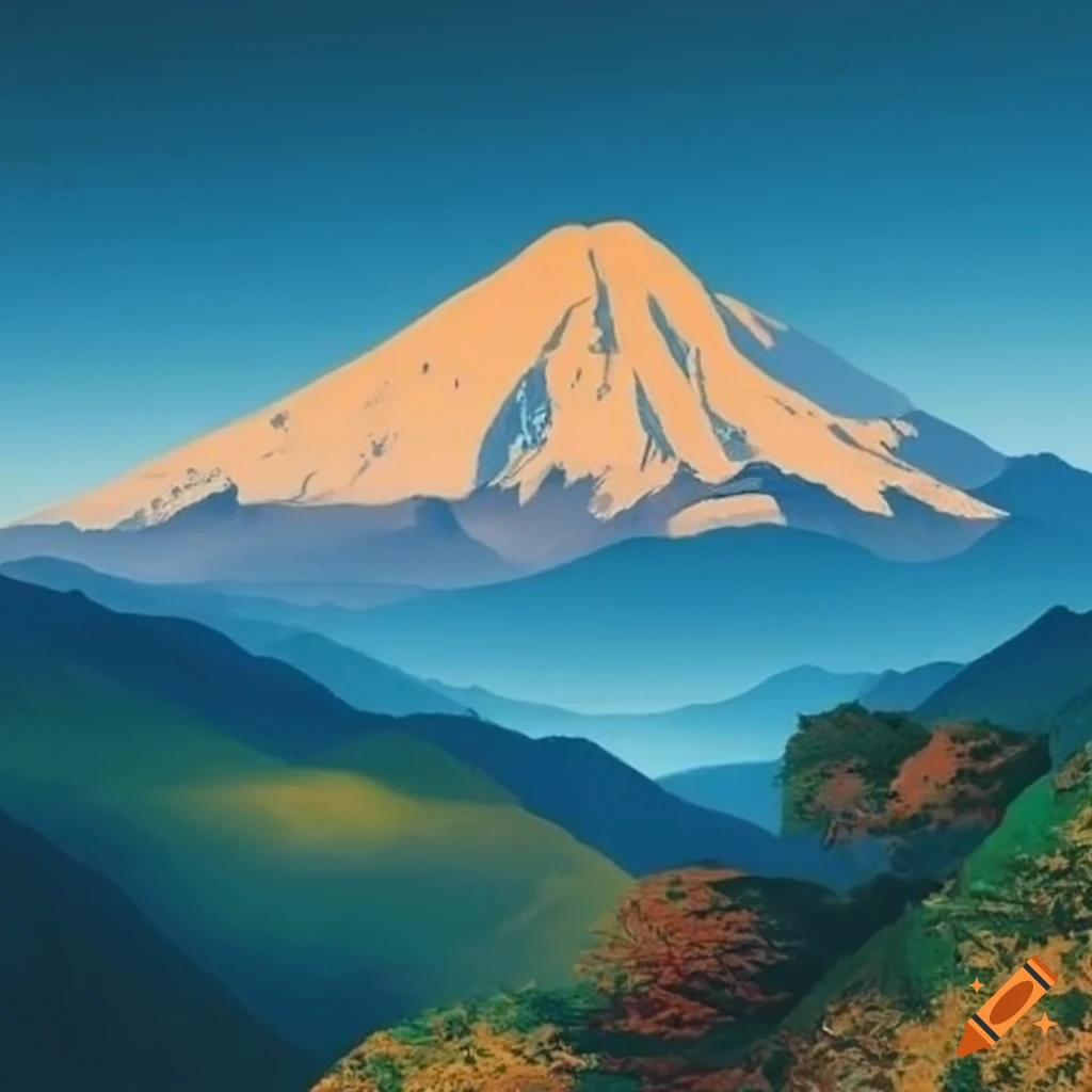 paysage japonais de collines et montagnes
