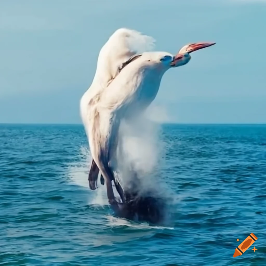 aerodynamic sea vessel with a man riding on it