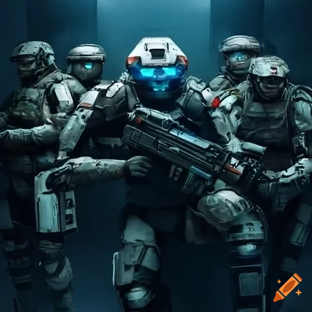 image of futuristic soldiers preparing to disembark from a shuttle